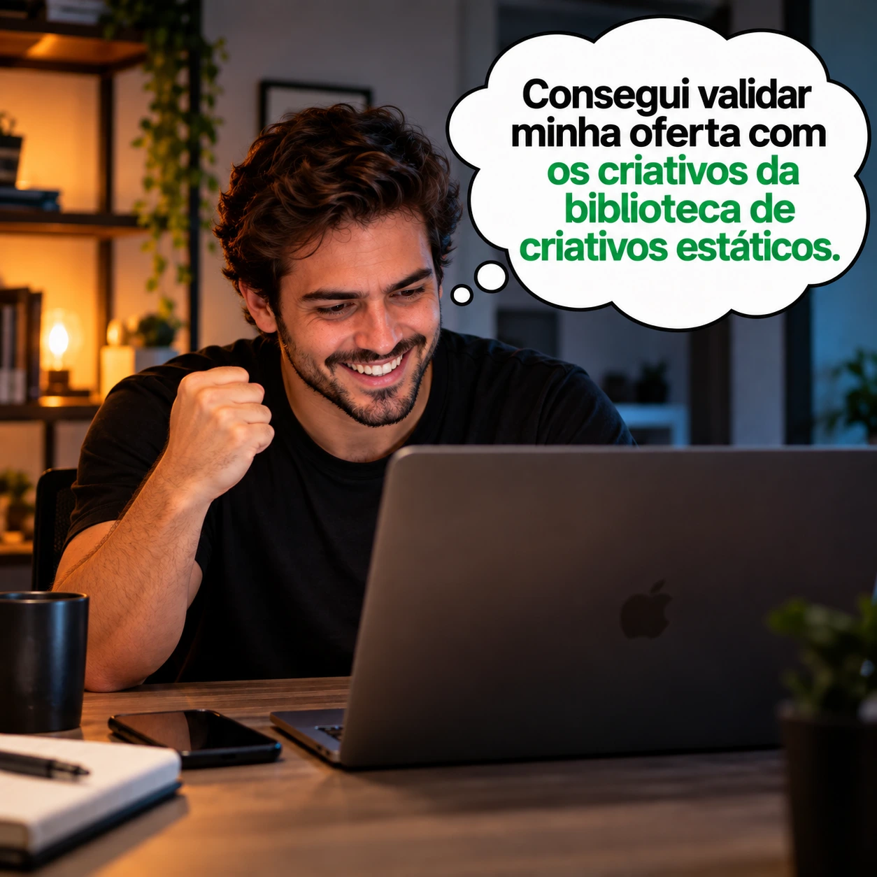 Infoprodutor satisfeito: consegui validar minha oferta com os criativos da biblioteca